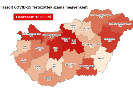 Csongrád-Csanádban 46-al, országosan 876-tal nőtt a fertőzöttek száma