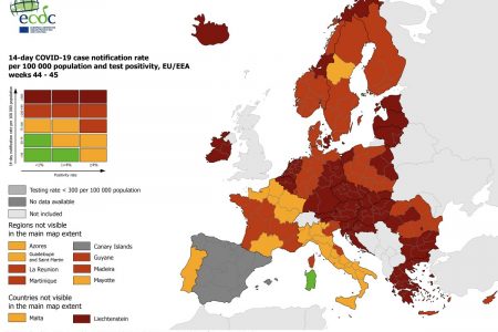 Egész Magyarország sötétvörös lett az európai járványtérképen